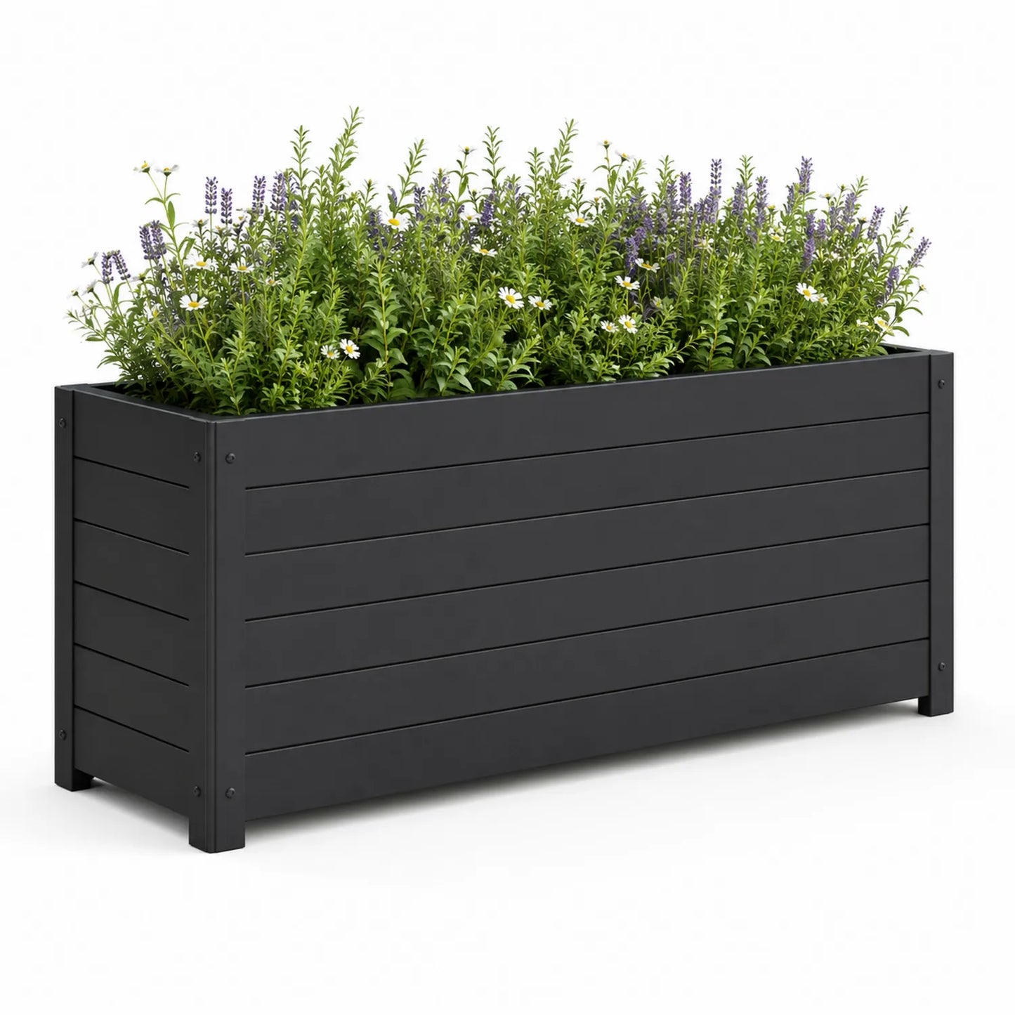 Rechteckiger Aluminium Pflanzkasten Schwarz 100x40x50 cm