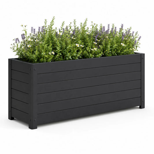 Rechteckiger Aluminium Pflanzkasten Schwarz 100x40x50 cm
