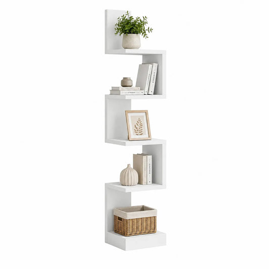 Wandregal Eckregal aus MDF Weiß 5 Ebenen